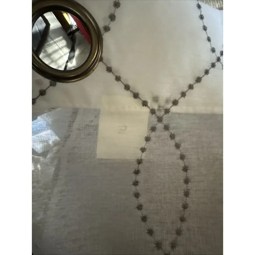 1 - Curtain panel White And Gray Sheer pattern Grommet 38